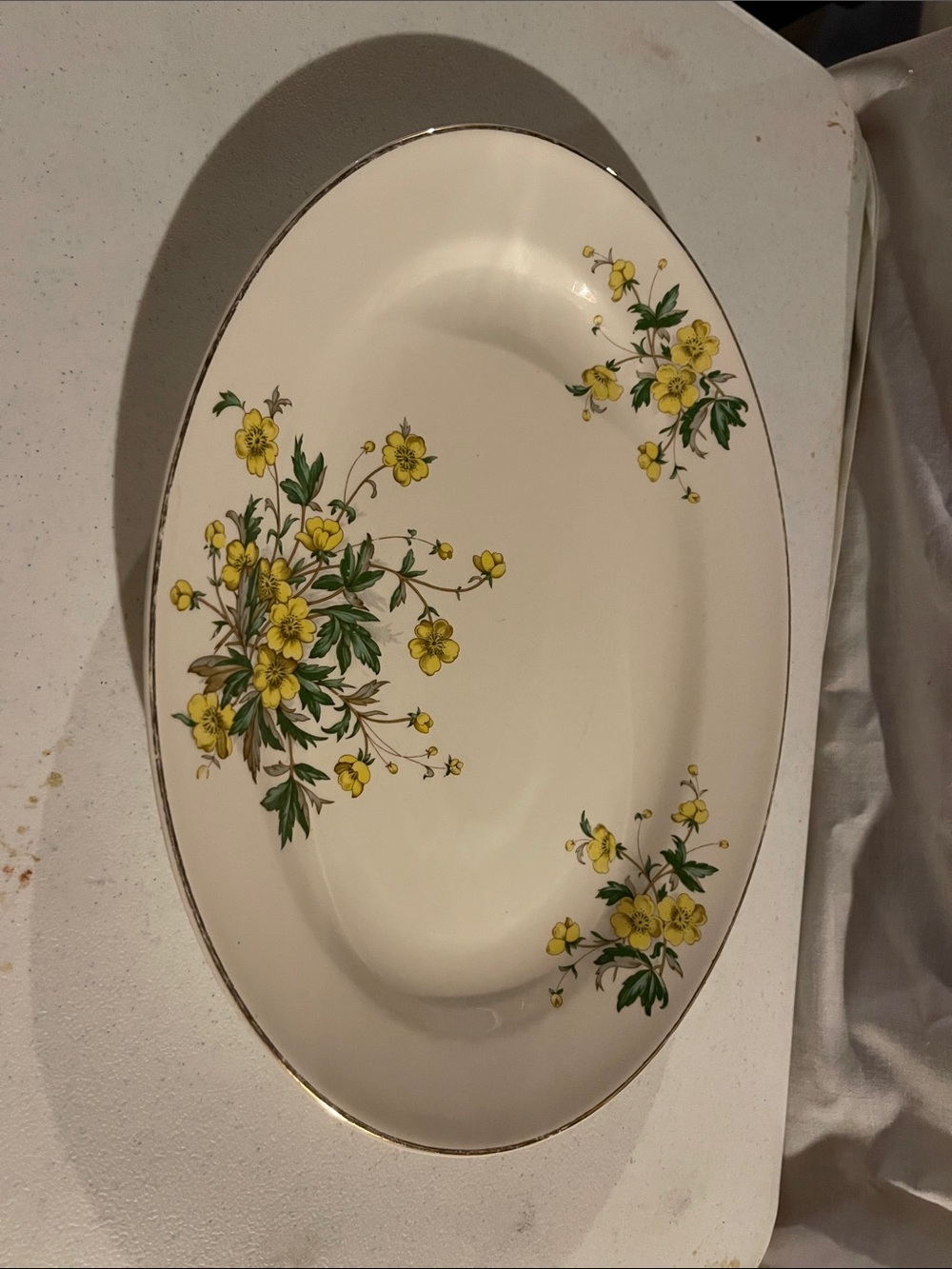 Vintage Floral Oval Serving Platter